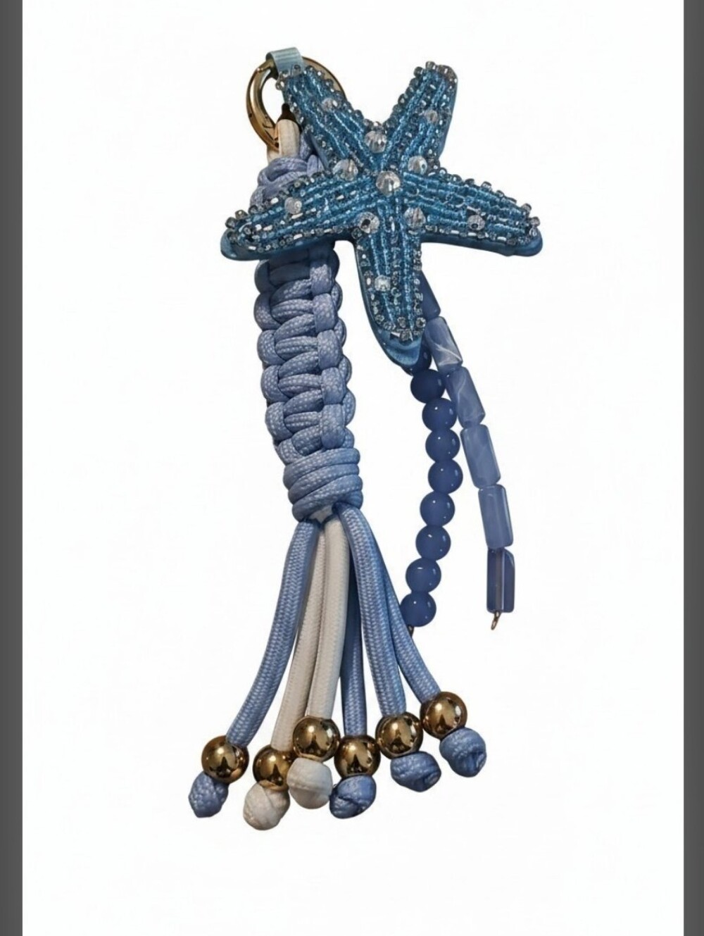 Sassified Boutique  Nwt Beaded Starfish Tassel Key & Card Holder - Light Blue
